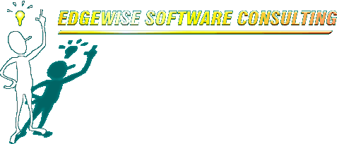 Edgewise Software Consulting logo; a man with a breakthrough idea.